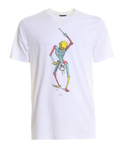 Shop Paul Smith Skeleton Print Organic Cotton T-shirt In White