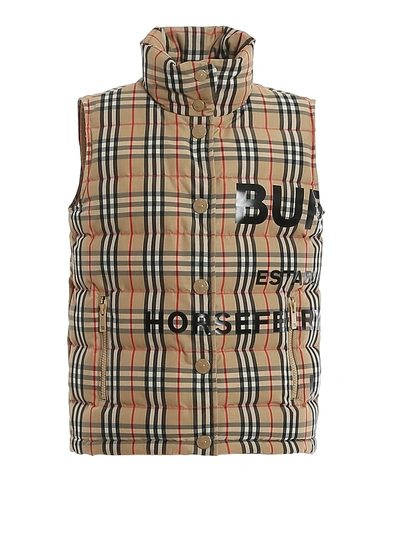 Shop Burberry Vintage Check Padded Vest In Beige