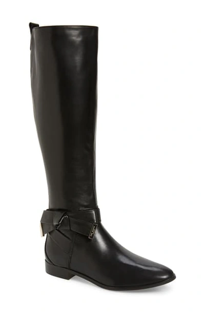 Shop Ted Baker Sintial Knotted Strap Knee High Boot In Black Leather