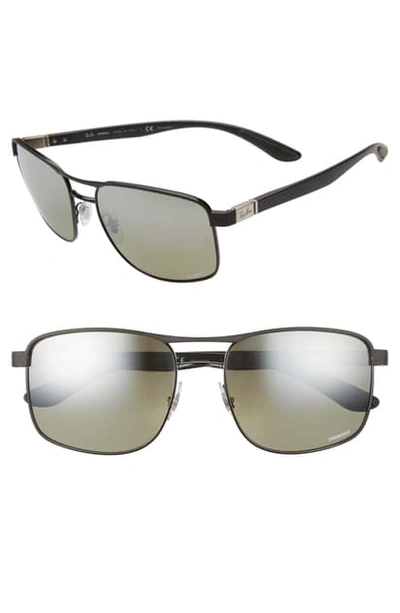 Shop Ray Ban 58mm Chromance Polarized Sunglasses In Black/ Grey/ Grey