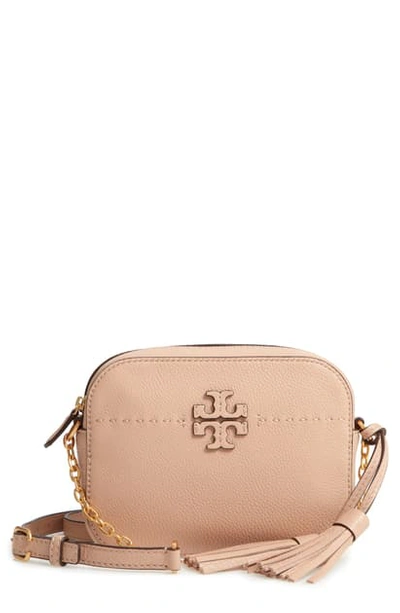 Shop Tory Burch Mcgraw Leather Camera Bag In Daylily