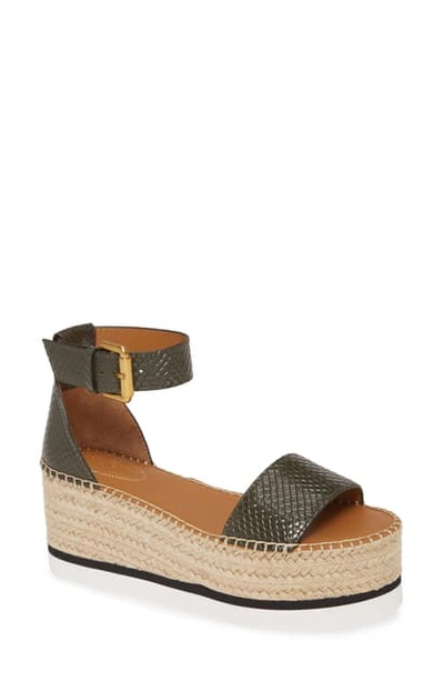 Shop See By Chloé Glyn Platform Espadrille Sandal In Army