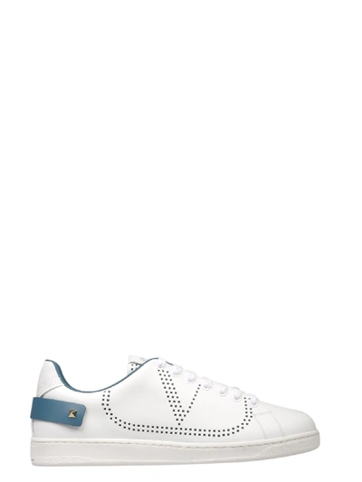 Shop Valentino Backnet Vlogo Sneakers In Bianco/blue/bianco