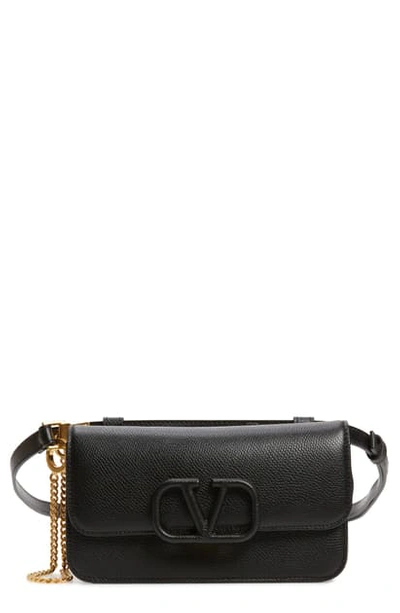 Shop Valentino V-sling Leather Convertible Belt Bag In Nero