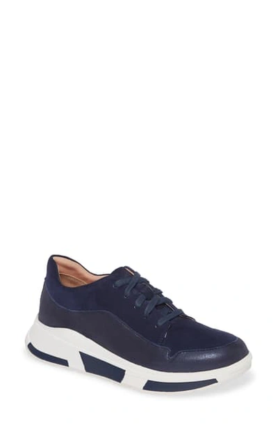 Shop Fitflop Freya Sneaker In Midnight Navy Suede