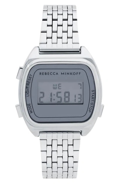 Shop Rebecca Minkoff Digital Bracelet Watch, 34mm In Silver