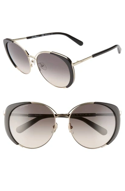 Shop Ferragamo 60mm Gradient Cat Eye Sunglasses In Light Gold/ Black