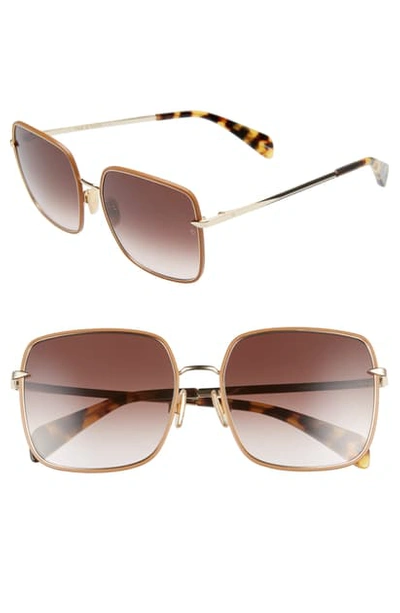 Shop Rag & Bone 58mm Square Sunglasses In Gold Brown/ Brown Gradient