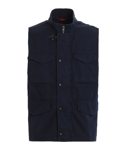 Shop Fay Linen And Cotton Waistcoat In Dark Blue