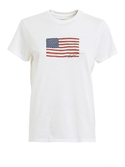 Shop Polo Ralph Lauren Usa Flag Print Logo T-shirt In White