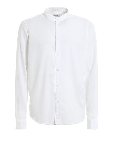 Shop Dondup Mandarin Collar Cotton Shirt In White