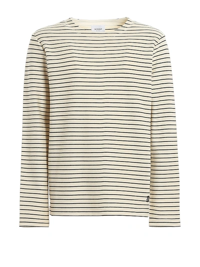 Shop Dondup Striped Cotton Sweatshirt In Cream