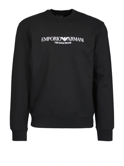 Shop Emporio Armani Logo Print Black Sweatshirt