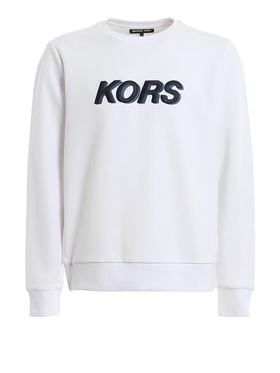 Shop Michael Kors Logo Embroidery Cotton Sweatshirt In White
