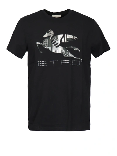 Shop Etro Pegaso Print Jersey T-shirt In Black