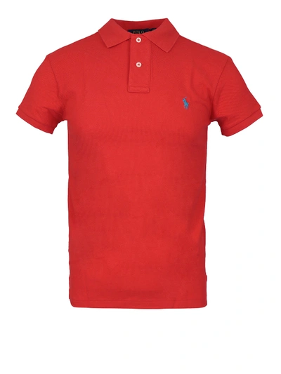 Shop Polo Ralph Lauren Red Pique Cotton Polo Shirt