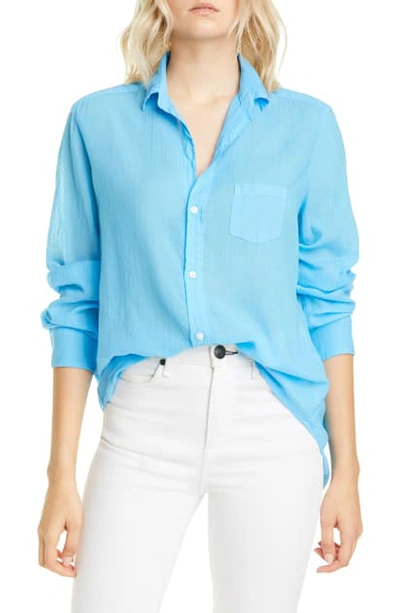 Shop Frank & Eileen Cotton Voile Button-up Shirt In Peacock