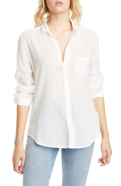 Shop Frank & Eileen Cotton Voile Button-up Shirt In White