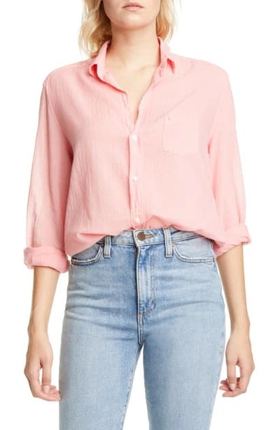 Shop Frank & Eileen Cotton Voile Button-up Shirt In Flamingo Voile