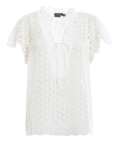 Shop Polo Ralph Lauren Broderie Anglaise Blouse In White
