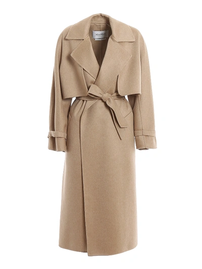 Shop Max Mara Agar Sleeveless Coat In Beige