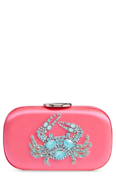 Shop Giambattista Valli Zodiac Embellished Clutch In Pink Fluo Cancer