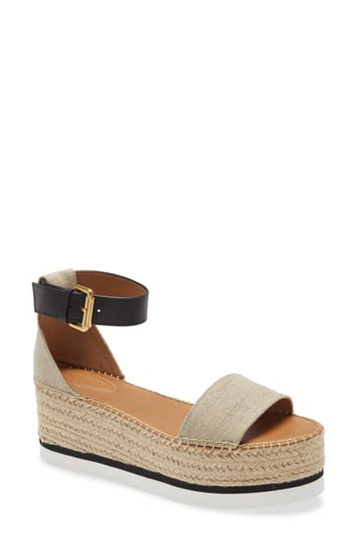 Shop See By Chloé Glyn Platform Espadrille Sandal In Natural/ Nero