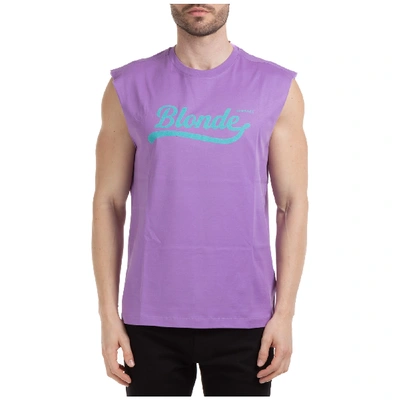 Shop Versace Men's Sleeveless Tank Top T-shirt In Purple