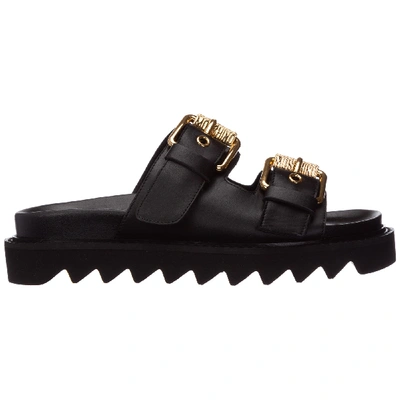 Shop Moschino Women's Rubber Slippers Sandals In Black