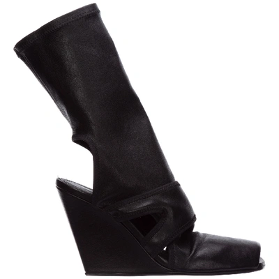 Shop Rick Owens Women's Leather Heel'ankle Boots Booties In Black