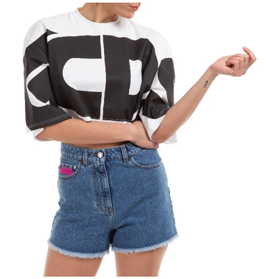 Shop Gcds Women's Top Short Sleeve  Logo Cropped In White