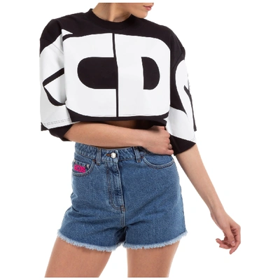 Shop Gcds Women's Top Short Sleeve  Logo Cropped In Black