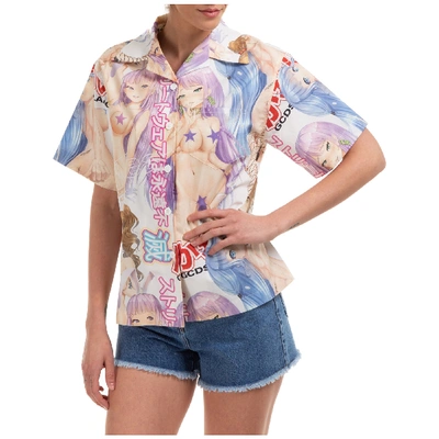 Shop Gcds Women's Shirt Short Sleeve Hentai In Beige