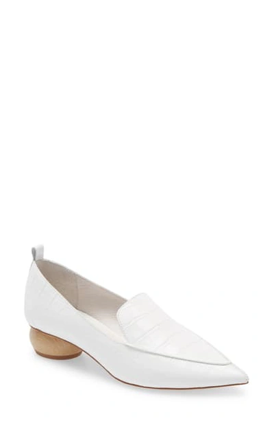 Shop Jeffrey Campbell Viona Pointed Toe Loafer In White Croco