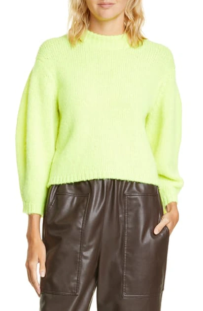 Shop Tibi Cozette Alpaca & Wool Blend Crop Sweater In Lemon Yellow