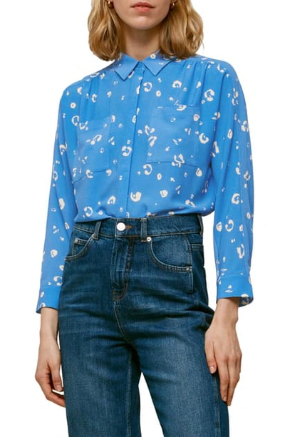 Shop Whistles Watercolor Animal Print Shirt In Blue / Multi