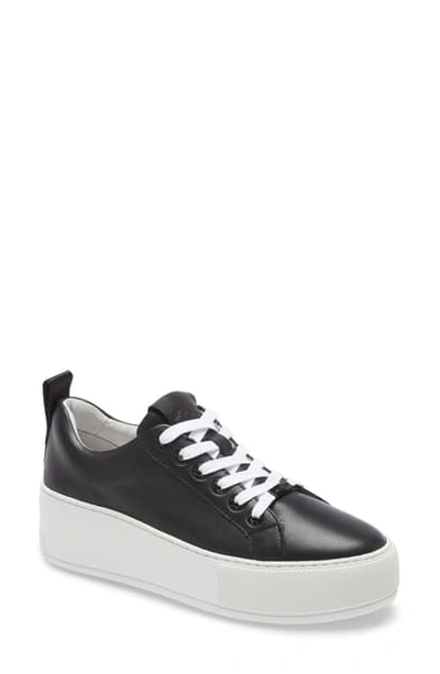 Shop Jslides Margot Platform Sneaker In Black Leather