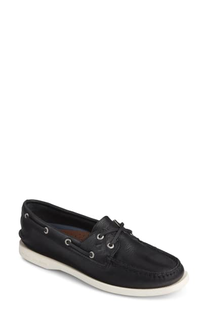 sperry black leather shoes