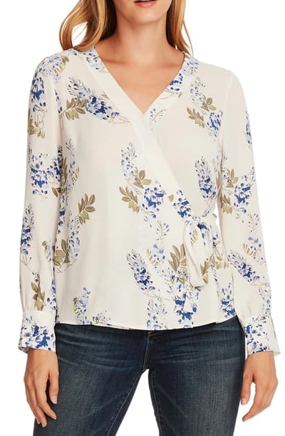 Shop Vince Camuto Weeping Willows Wrap Blouse In Fair Ivory