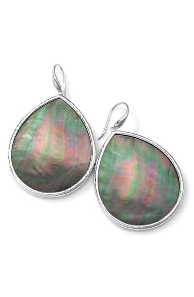 Shop Ippolita Rock Candy Large Teardrop Earrings In Silver/ Black Shell