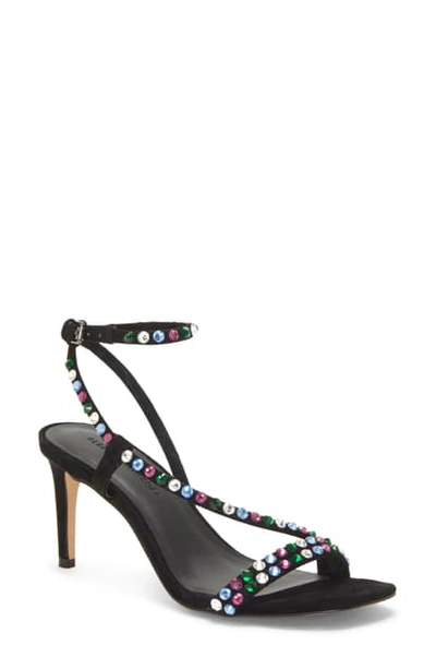 Shop Rebecca Minkoff Nanine Crystal Embellished Sandal In Black Multicolor Suede