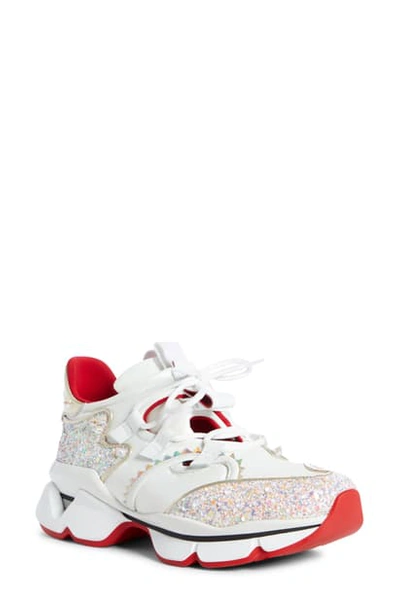 Christian Louboutin Women's Red Runner Donna Glitter Sneakers In White/  Multi | ModeSens