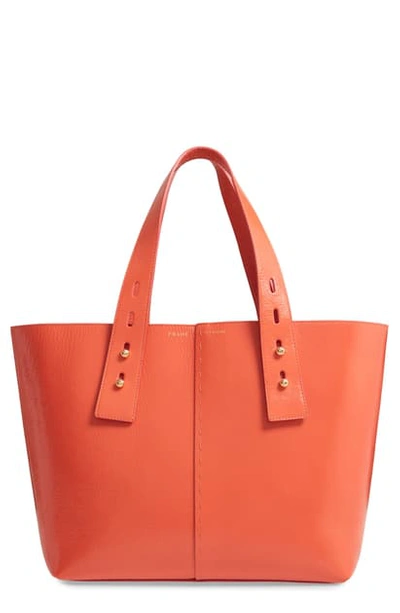Shop Frame Medium Les Second Calfskin Leather Tote In Sunkist