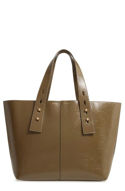Shop Frame Medium Les Second Calfskin Leather Tote In Green