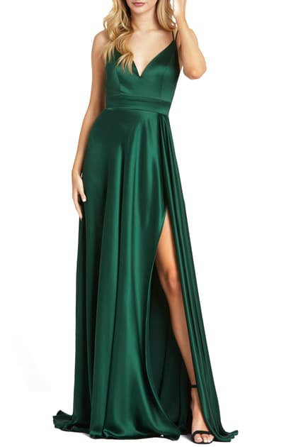 satin strappy back gown