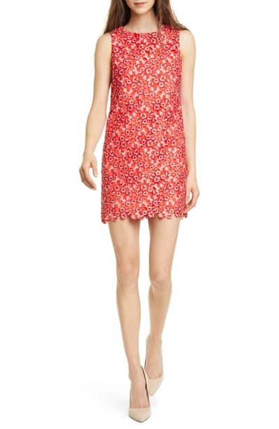Shop Alice And Olivia Clyde Sleeveless A-line Minidress In Bright Poppy/ Multi