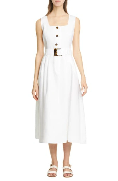 Shop Lafayette 148 Chris Lavish Linen Midi Dress In White