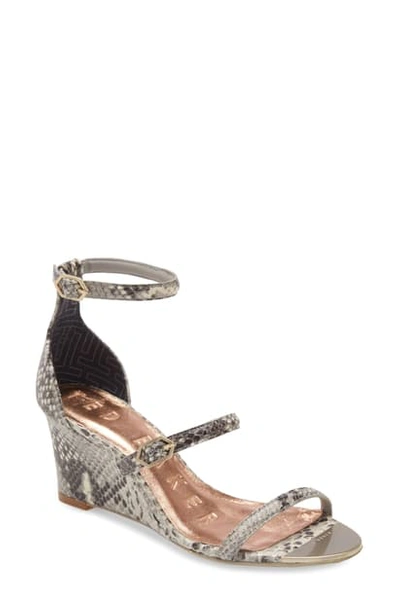 Shop Ted Baker Weliin Wedge Sandal In Natural Snake Print