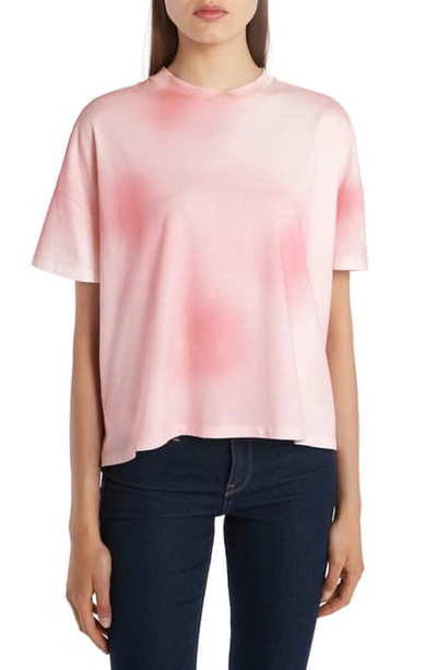 Shop Moncler Spray Paint Crop Cotton Tee In Pink
