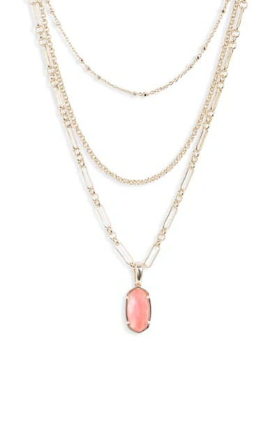 Shop Kendra Scott Ellie Layered Necklace In Gold Iridescent Coral Illusion